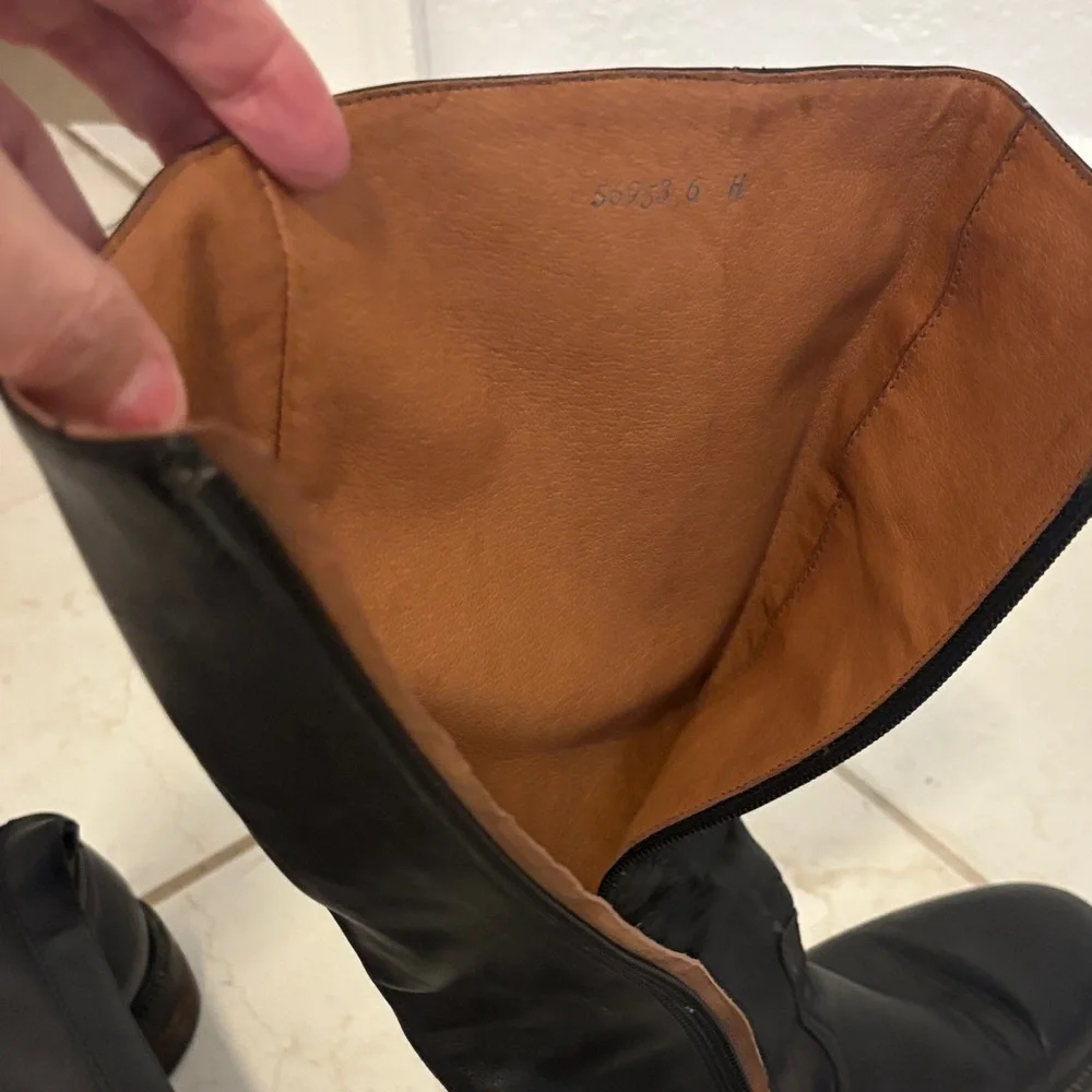 J. Crew Black Leather riding Boots equestrian fall side zipper 6 made in Italy - Picture 5 of 10